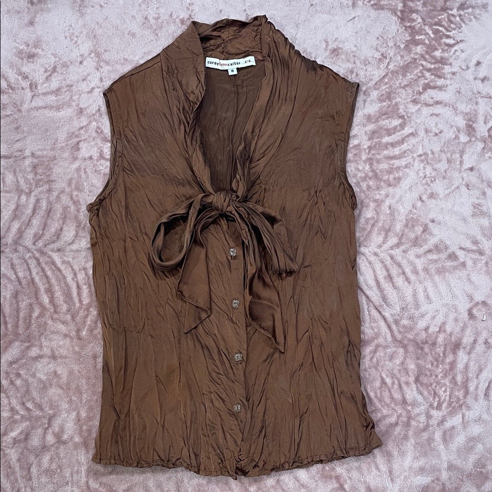 Corey Lynn Calter Brown Sleeveless Blouse